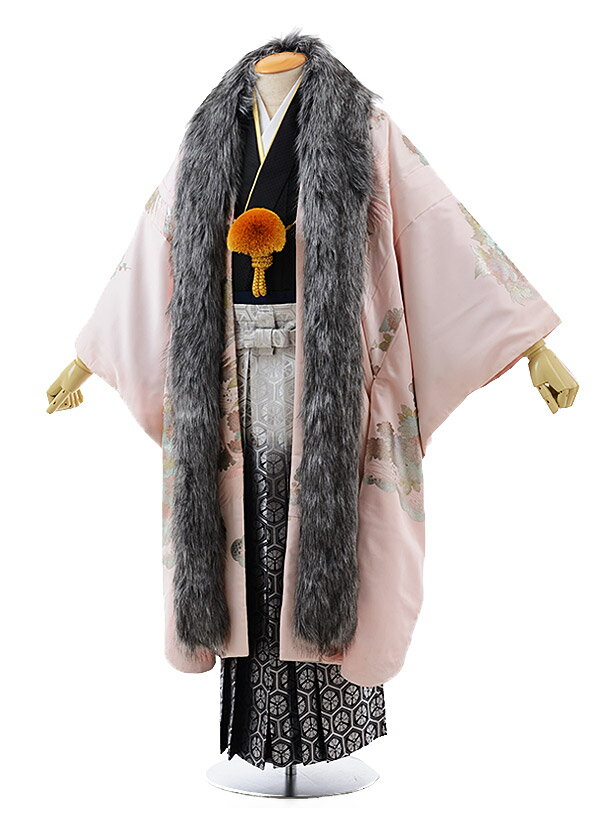 【レンタル】(男性袴 レンタル)〔レンタル 紋付き袴 〔成人式 レンタル 男性用袴レンタル1AF0164薄ピンク鶴×白黒ぼかし袴(L)〔成人式 袴 レンタル 男...