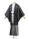 【レンタル】(男性袴 レンタル)〔レンタル 紋付き袴 〔成人式 レンタル 男性用袴レンタル1AF0185 黒 シルバー ラメx白黒縞袴(LL)/175〜180〔...