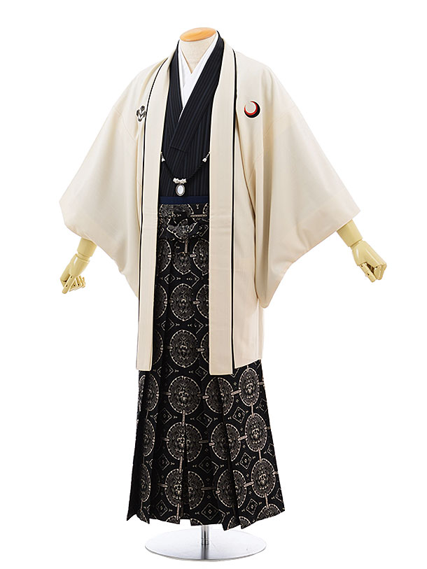 【レンタル】(男性袴 レンタル)〔レンタル 紋付き袴 〔成人式 レンタル 男性用袴レンタル1AF0199 クリーム x 黒 ベージュ 袴(S)/160〜165〔...