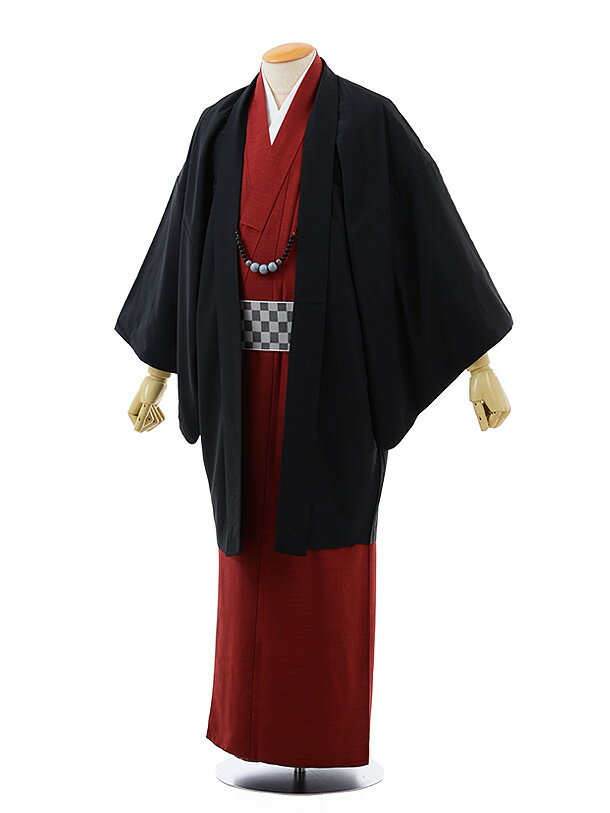 【レンタル】〔着物レンタル〕〔男性用カジュアル着物 レンタル〕〔七五三〕メンズアンサンブル レンタル1CY0009 HLブラウン〔165cm〜170cm対応〕〔...