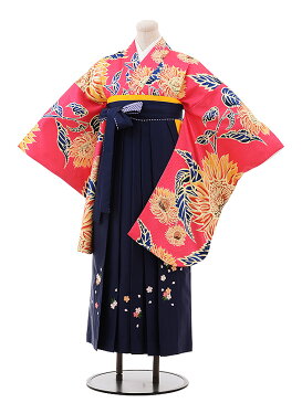 卒業式 袴 レンタル 女 女性 レンタル 卒業袴レンタル h173 ピンク地 花×紺袴卒業式袴セット 着物 レンタル 二尺袖 着物 袴 フルセット 女性 大人 大学生 専門学生 卒業式 謝恩会 新品足袋プレゼント 往復送料無料【レンタル】
