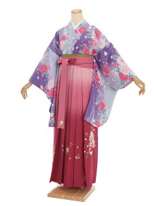 卒業式 袴 レンタル 女 女性 レンタル 卒業袴レンタル h255 薄パープル 花と蝶 x ピンクぼかし袴 卒業式袴セット 着物 レンタル 二尺袖 着物 袴 フルセット 女性 大人 大学生 専門学生 卒業式 謝恩会 新品足袋プレゼント 往復送料無料【レンタル】