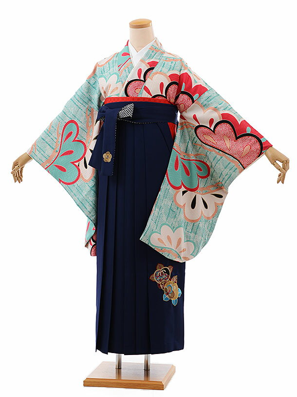 卒業式 袴 レンタル 女 女性 レンタル 卒業袴レンタル h621 九重 水色松疋田模様×紺袴 卒業式袴セット 着物 レンタル 二尺袖 着物 袴 フルセット 女性 大人 大学生 専門学生 卒業式 謝恩会 新品足袋プレゼント 往復送料無料【レンタル】