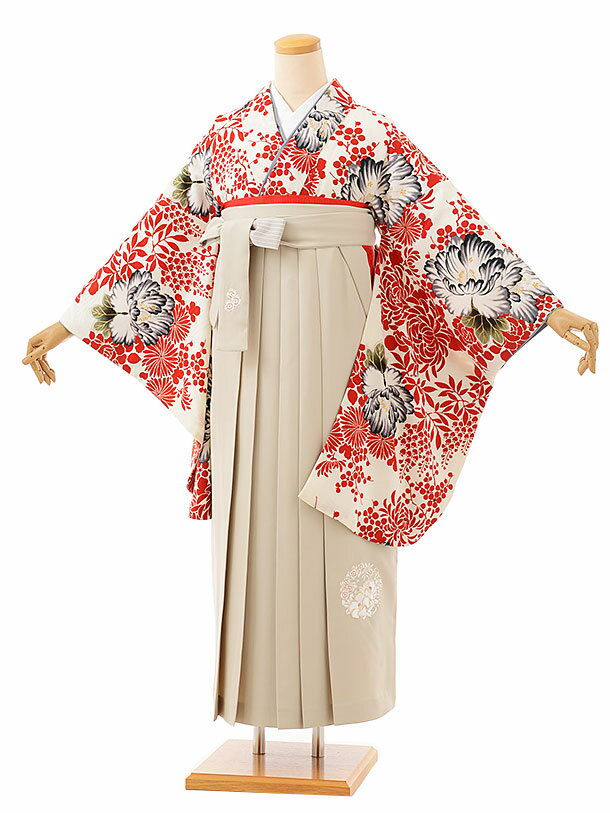 卒業式 袴 レンタル 女 女性 レンタル 卒業袴レンタル h725 NATURAL BEAUTY 白赤牡丹xアイボリー袴 ブランド 卒業式袴セット 着物 レンタル 二尺袖 着物 袴 フルセット 女性 大人 大学生 専門学生 卒業式 謝恩会 新品足袋プレゼント 往復送料無料【レンタル】