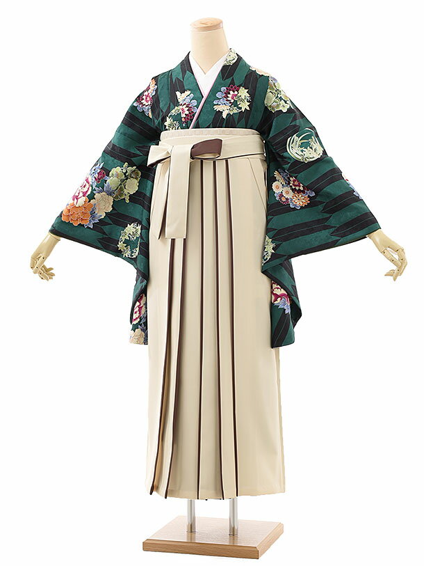 卒業式 袴 レンタル 女 女性 レンタル 卒業袴レンタル h866 深緑矢絣花紋×ベージュ袴 卒業式袴セット 着物 レンタル 二尺袖 着物 袴 フルセット 女性 大人 大学生 専門学生 卒業式 謝恩会 新品足袋プレゼント 往復送料無料【レンタル】