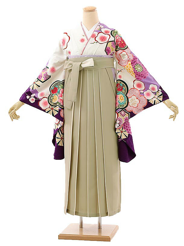 卒業式 袴 レンタル 女 女性 レンタル 卒業袴レンタル h923 白紫梅橘×ベージュ袴 卒業式袴セット 着物 レンタル 二尺袖 着物 袴 フルセット 女性 大人 大学生 専門学生 卒業式 謝恩会 新品足袋プレゼント 往復送料無料【レンタル】