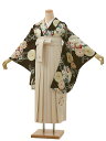 卒業式 袴 レンタル 女 女性 レンタル 卒業袴レンタル h1257 Kansai 丸花に七宝こげ茶xアイボリー ブランド 卒業式袴セット 着物 レンタル 二尺...