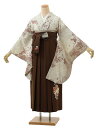 卒業式 袴 レンタル 女 女性 レンタル 卒業袴レンタル h1261 Kansai 縞に梅菊クリームベージュx茶 ブランド 卒業式袴セット 着物 レンタル 二尺袖 着物 袴 フルセット 女性 大人 大学生 専門学生 卒業式 謝恩会 新品足袋プレゼント 往復送料無料【レンタル】