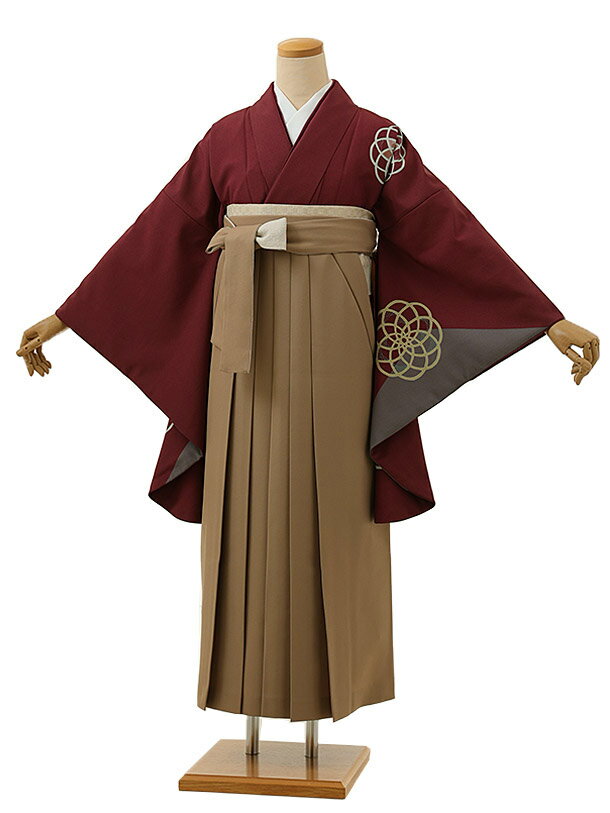 卒業式 袴 レンタル 女 女性 レンタル 卒業袴レンタル h1337 ボルドー水引xモカベージュ 着物 レンタル 二尺袖 着物 袴 フルセット 女性 大人 大学生 専門学生 卒業式 謝恩会 新品足袋プレゼント 往復送料無料【レンタル】