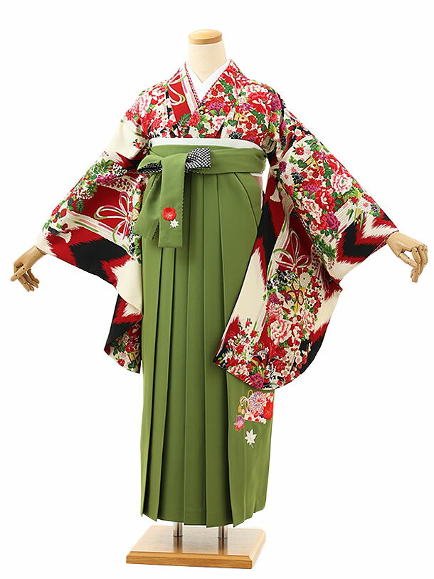 卒業式 袴 レンタル 女 女性 レンタル 卒業袴レンタル h1576クリーム矢羽根薬玉xグリーン 着物 レンタル 二尺袖 着物 袴 フルセット 女性 大人 大学生 専門学生 卒業式 謝恩会 新品足袋プレゼント 往復送料無料【レンタル】