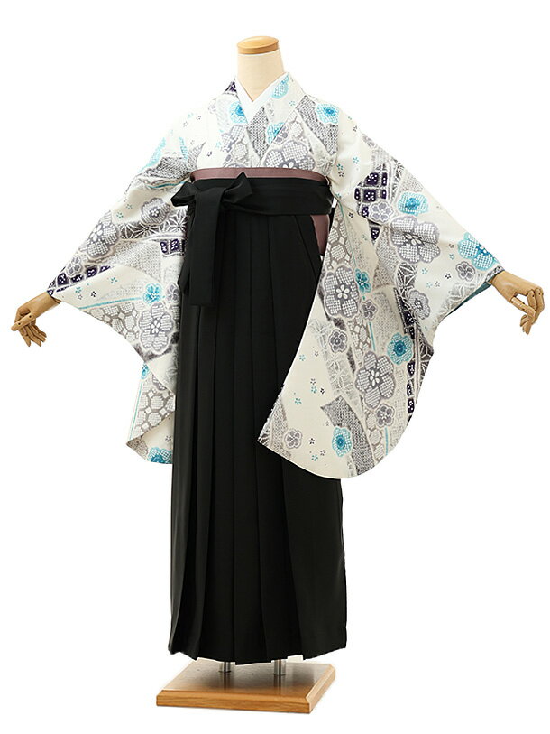 卒業式 袴 レンタル 女 女性 レンタル 卒業袴レンタル h1633 白地 熨斗に桜×黒 着物 レンタル 二尺袖 着物 袴 フルセット 女性 大人 大学生 専門学生 卒業式 謝恩会 新品足袋プレゼント 往復送料無料【レンタル】