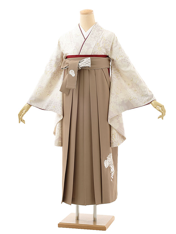 卒業式 袴 レンタル 女 女性 レンタル 卒業袴レンタル h1679 JAPANSTYLE薄ピンク菊×薄茶 ブランド 着物 レンタル 二尺袖 着物 袴 フルセット 女性 大人 大学生 専門学生 卒業式 謝恩会 新品足袋プレゼント 往復送料無料【レンタル】