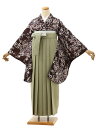 卒業式 袴 レンタル 女 女性 レンタル 卒業袴レンタル h1706 濃茶梅牡丹×ペールグリーン 着物 レンタル 二尺袖 着物 袴 フルセット 女性 大人 大学...