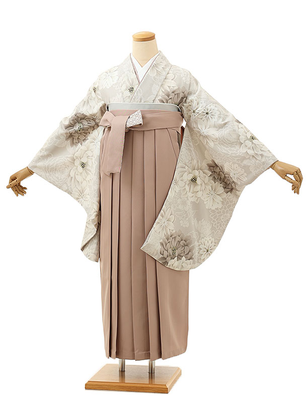 卒業式 袴 レンタル 女 女性 レンタル 卒業袴レンタル h1713 ベージュ菊×ペールピンク 着物 レンタル 二尺袖 着物 袴 フルセット 女性 大人 大学生 専門学生 卒業式 謝恩会 新品足袋プレゼント 往復送料無料【レンタル】