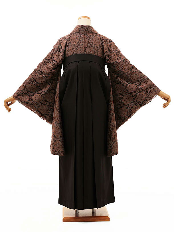 卒業式 袴 レンタル 女 女性 レンタル 卒業袴レンタル h1751　ブラウンレース×チャコール 着物 レンタル 二尺袖 着物 袴 フルセット 女性 大人 大学生 専門学生 卒業式 謝恩会 新品足袋プレゼント 往復送料無料【レンタル】