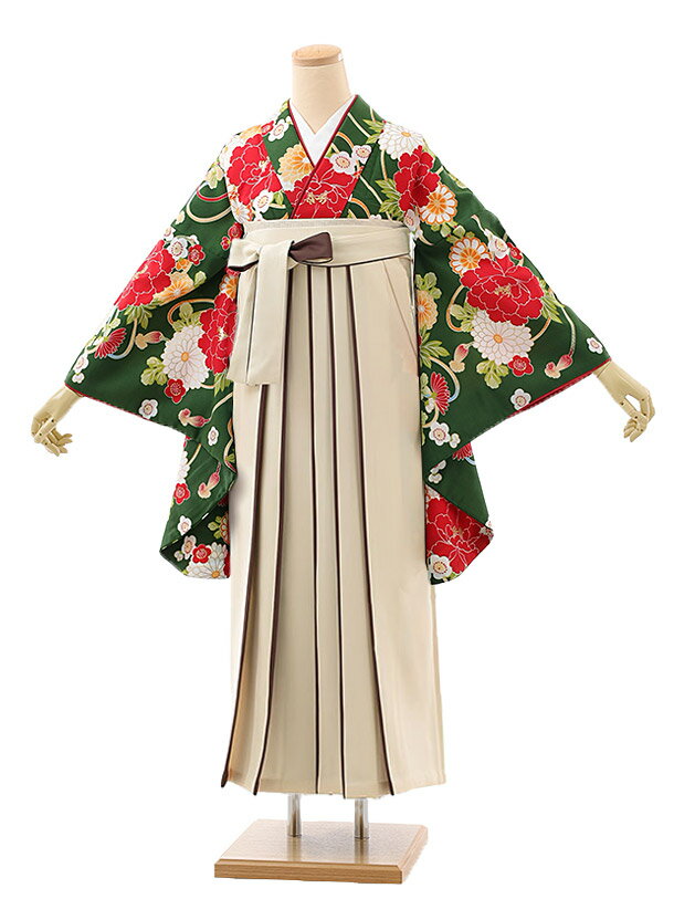 卒業式 袴 レンタル 女 女性 レンタル 卒業袴レンタル h934 グリーン花×アイボリー袴 卒業式袴セット 着物 二尺袖 着物 袴 フルセット 女性 大人 大学生 専門学生 卒業式 謝恩会 新品足袋プレゼント 往復送料無料【レンタル】