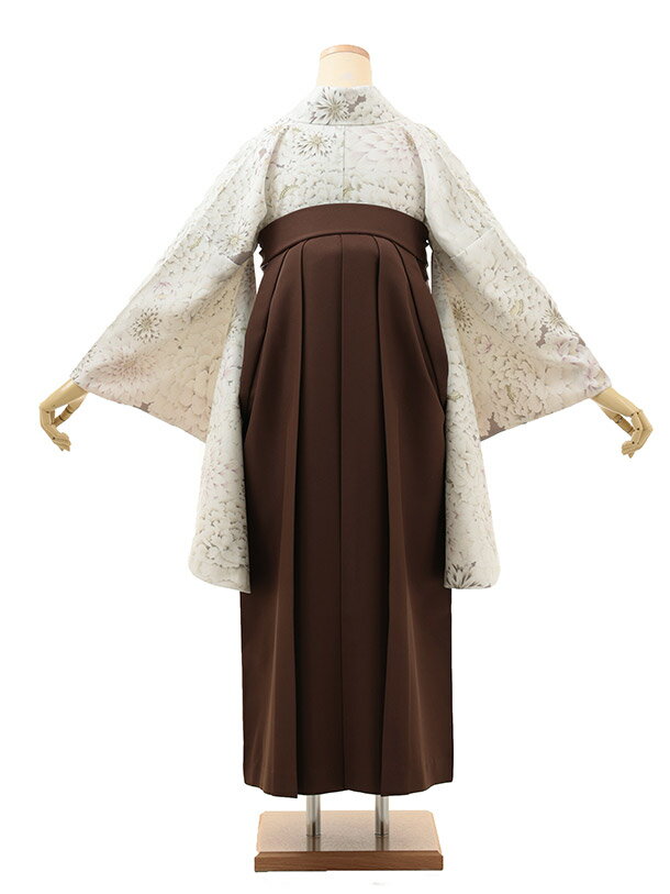 卒業式 袴 レンタル 女 女性 レンタル 卒業袴レンタル h1833　紅一点　白菊づくし(ホワイトココア)×野バラ刺繍(ブラウン) ブランド 着物 レンタル 二尺袖 着物 袴 フルセット 女性 大人 大学生 専門学生 卒業式 謝恩会 新品足袋プレゼント 往復送料無料【レンタル】
