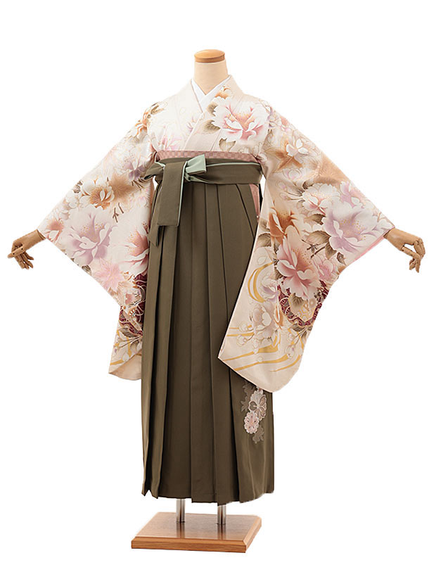 卒業式 袴 レンタル 女 女性 レンタル 卒業袴レンタル V187　白ピンク 花づくし×グリーン 着物 レンタル 二尺袖 着物 袴 フルセット 女性 大人 大学生 専門学生 卒業式 謝恩会 新品足袋プレゼント 往復送料無料【レンタル】