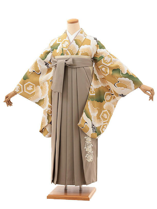 卒業式 袴 レンタル 女 女性 レンタル 卒業袴レンタル V442 ラフィネモカ マスタードトラッド×ベージュ..