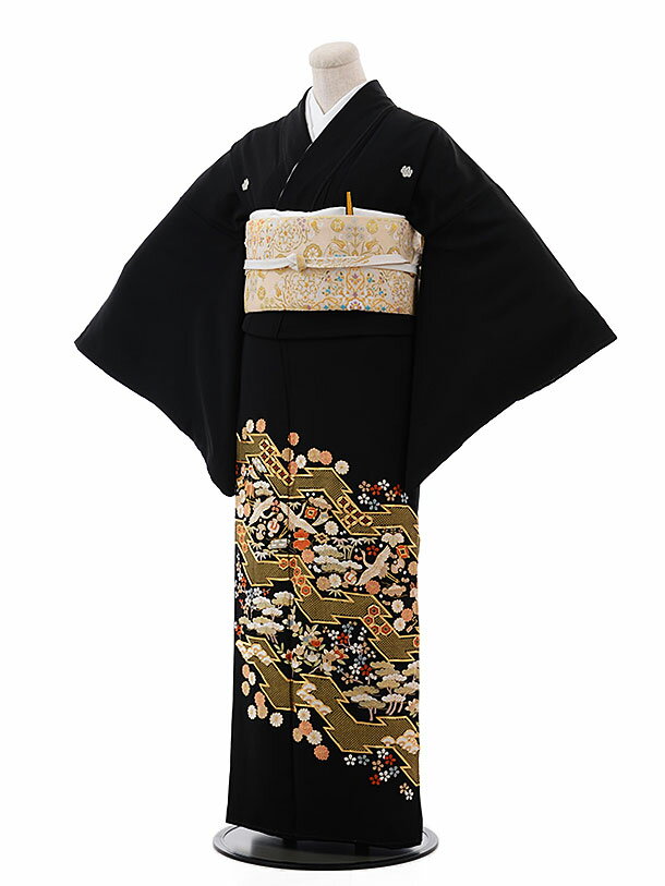 黒留袖 レンタル おすすめ 正絹 4311 吉祥紋様刺繍 女性和服 留袖 留め袖 着物レンタル 結婚式 貸衣装 ..