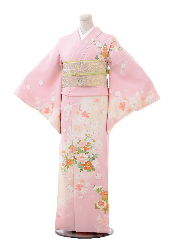 Rakuten - 訪問着 レンタル 結婚式 t615ピンク地ぼかし四季花 新品足袋プレゼント 訪問着 レンタル　入学式 結婚式 お宮参り 衣装 着物 レンタル 付下げ 訪問着 レンタル 訪問着 往復送料無料 訪問着 正絹 セット 貸衣装 【レンタル】