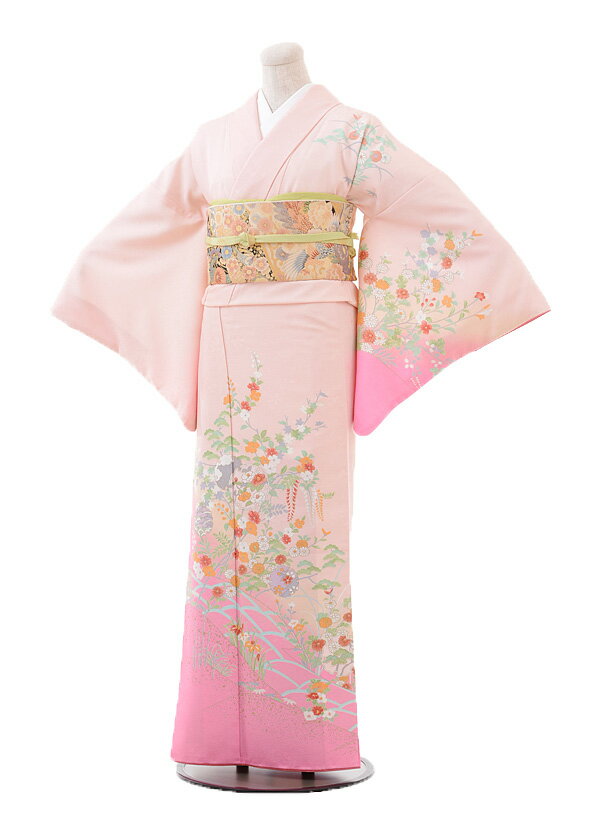 Rakuten - 訪問着 レンタル 結婚式 t619ピンク地雪輪に四季花 新品足袋プレゼント 訪問着 レンタル　入学式 結婚式 お宮参り 衣装 着物 レンタル 付下げ 訪問着 レンタル 訪問着 往復送料無料 訪問着 正絹 セット 貸衣装 【レンタル】