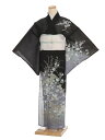 訪問着 夏用 フルセットレンタル 絽 訪問着 フルレンタルt0035 黒地四季花扇子 お宮参り お茶会 新品足袋プレゼント 夏 着物 式典 七五三 お茶会 訪問...