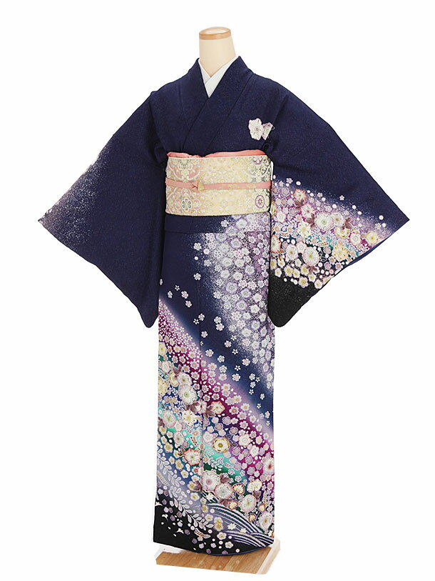 訪問着 七五三 レンタル 付下げ 訪問着 レンタル t311濃藍辻が花 お宮参り 貸衣装 お茶会 新品足袋プレゼント 入学式 訪問着 セット 式典 結婚式 お茶会 訪問着 往復送料無料 女性和服 ママ 母 大人 貸衣装 【レンタル】
