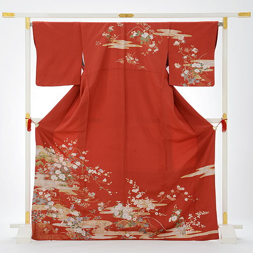 訪問着 レンタル 正絹 訪問着 レンタル t388 あずき色かすみに小菊 着物 入学式 お宮参り 貸衣装 お茶会 入学式 訪問着 セット 式典 結婚式 七五三 お茶会 訪問着 往復送料無料 女性和服 ママ 母 大人 P08Apr16【レンタル】