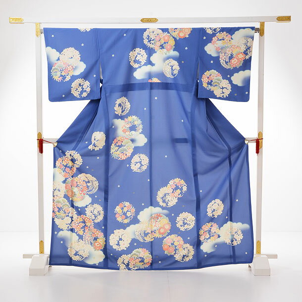 訪問着 レンタル 結婚式 t627JAPANSTYLE ブルー地花輪 新品足袋プレゼント 訪問着 レンタル　入学式 結婚式 お宮参り 衣装 着物 レンタル 付下げ 訪問着 レンタル 訪問着 往復送料無料 訪問着 セット 貸衣装 【レンタル】