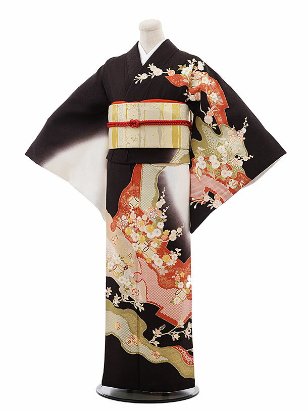 Rakuten - 訪問着 レンタル モダン 正絹 t762 濃茶地 菊 金駒 刺しゅう 入学式 卒業式 母 着物 レンタル 付下げ 訪問着レンタル 155cm～165cm位 結婚式 お宮参り 七五三 お茶会 rental 付下げ レンタル訪問着 往復送料無料 新品足袋プレゼント 女性和服 ママ お母さん 大人【レンタル】
