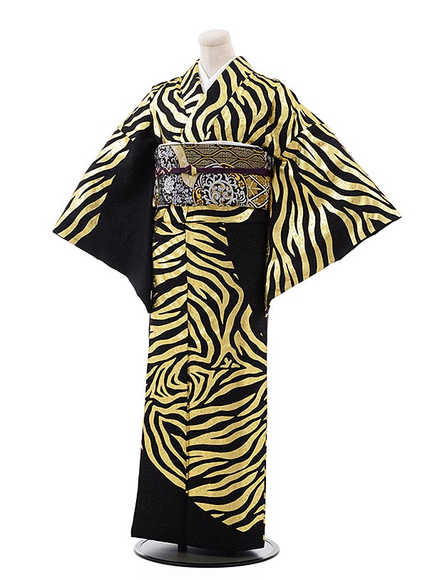 訪問着 レンタル モダン 正絹 t765 黒