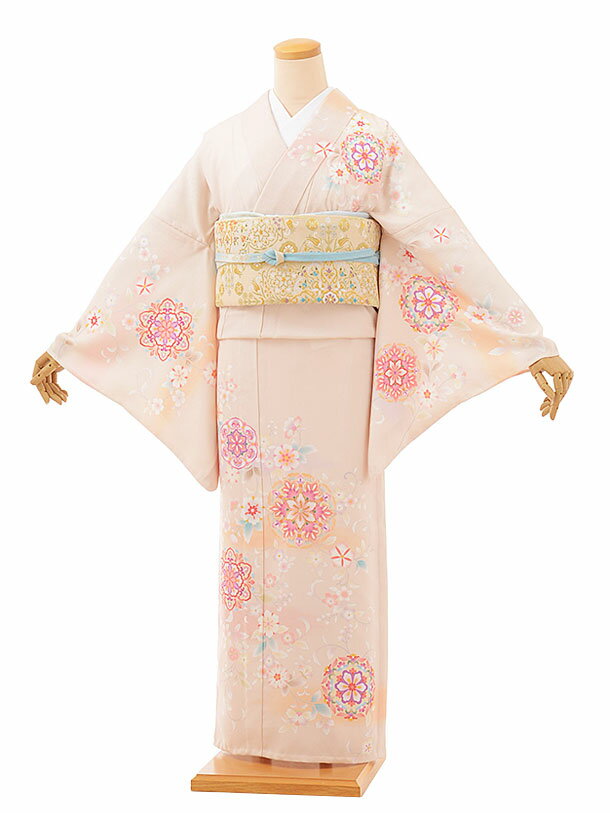 夏訪問着レンタルtcQ870 単衣 ベージュ地 花紋(化繊) お宮参り 貸衣装 お茶会 新品足袋プレゼント夏 着物 式典夏 七五三 お茶会 訪問着 往復送料無料 訪問着 セット ほうもんぎ夏物P08Apr16【レンタル】