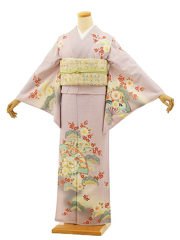 訪問着レンタルtc897 パープル地 松扇牡丹(化繊) 新品足袋プレゼント 訪問着 レンタル　入学式 結婚式 お宮参り 衣装 着物 レンタル 付下げ 訪問着 レンタル 訪問着 往復送料無料 訪問着 セット 貸衣装 【レンタル】
