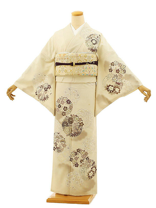 訪問着レンタル tt0912 JAPANSTYLE ベージュ 四季花 (化繊)トール 新品足袋プレゼント 入学式 結婚式 お宮参り 七五三 お茶会 付下げ 往復送料無料 貸衣装