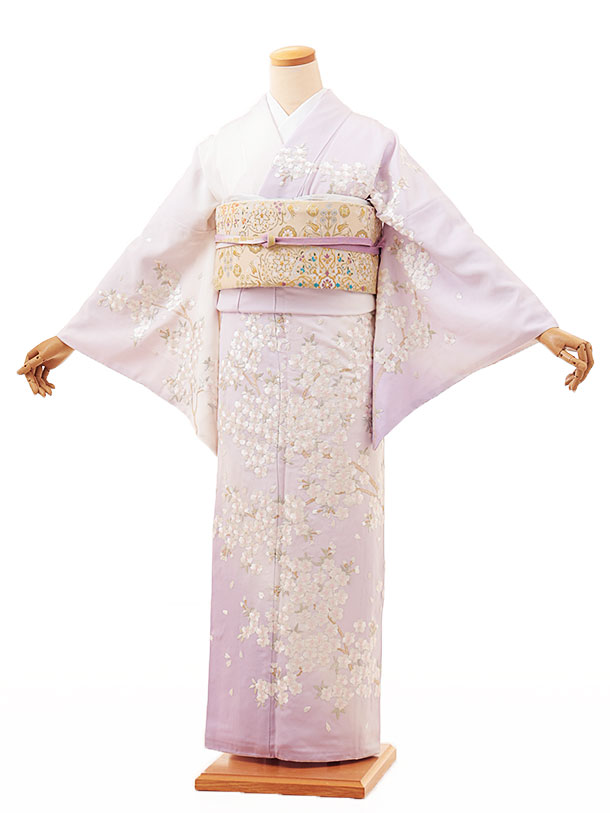 訪問着レンタル t1061 パープルぼかし 刺繍桜 正絹 新品足袋プレゼント 入学式 結婚式 お宮参り 七五三 お茶会 付下げ 往復送料無料 貸..