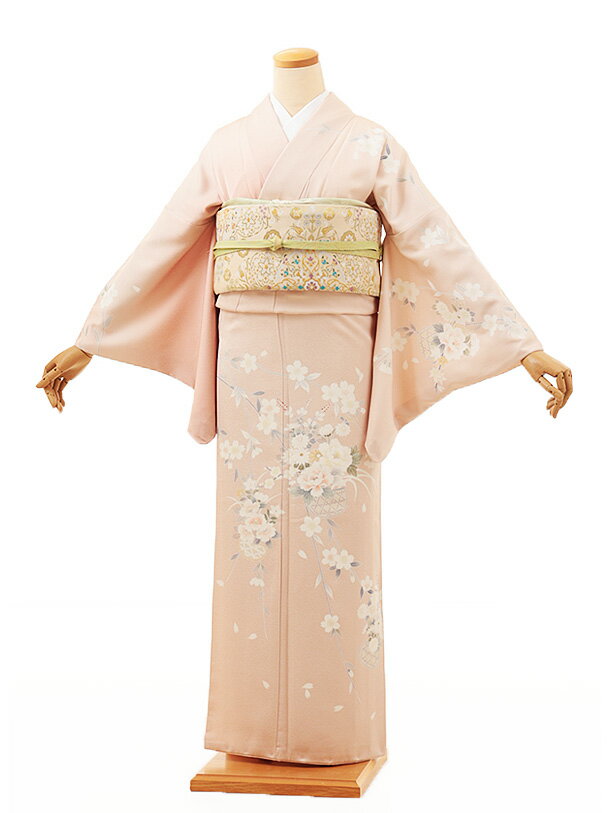 袷ポリエステル ピンクベージュ 訪問着 ベージュ レンタル 訪問着 着物 レンタル フルセット ベージュ ピンク クリーム色 花 入学式 卒業式 お宮参り 七五三 結婚式 披露宴 母親 ママ きもの 京香 - 通販 - Yahoo ショッピング