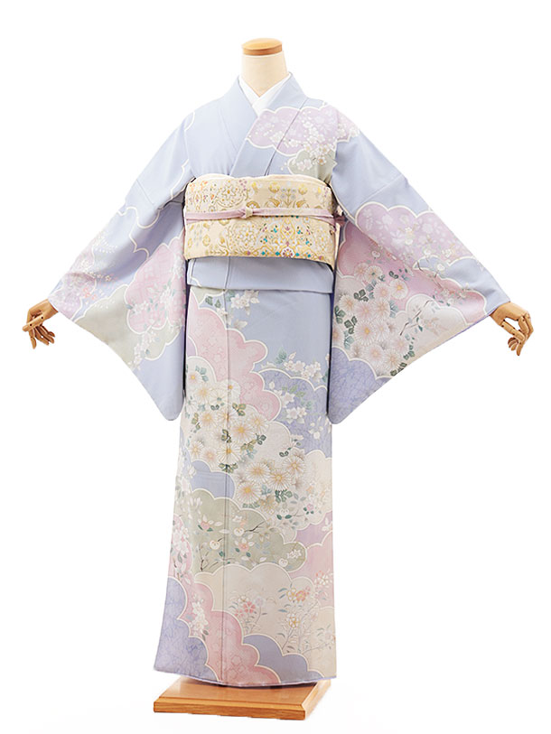 訪問着レンタル t1346 パープル地 雲取り 四季花(化繊)トールサイズ 新品足袋プレゼント 入学式 結婚式 お宮参り 七五三 お茶会 付下げ..