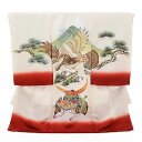 お宮参り 産着 レンタル 男の子 1650 【正絹】白地赤ぼかし 鷲と兜 着物 産着 男児産着レンタル 着物 レンタル 記念撮影 赤ちゃん 着物 祝着レンタル ...