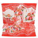 お宮参り 産着 レンタル 高級産着 女の子 1493 赤地 鹿の子に太鼓と鞠 正絹 着物 女児産着レンタル 着物レンタル 記念撮影 赤ちゃん着物 祝着レンタル ...