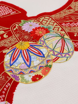 お宮参り 産着 レンタル 高級産着 女の子 1550 高級産着 刺繍 白地鞠と束ね熨斗 正絹 着物 女児産着レンタル 着物レンタル 記念撮影 赤ちゃん着物 祝着レンタル 宮参り 祝着 初着 女の子 ベビー服 初着セット 往復送料無料 【レンタル】