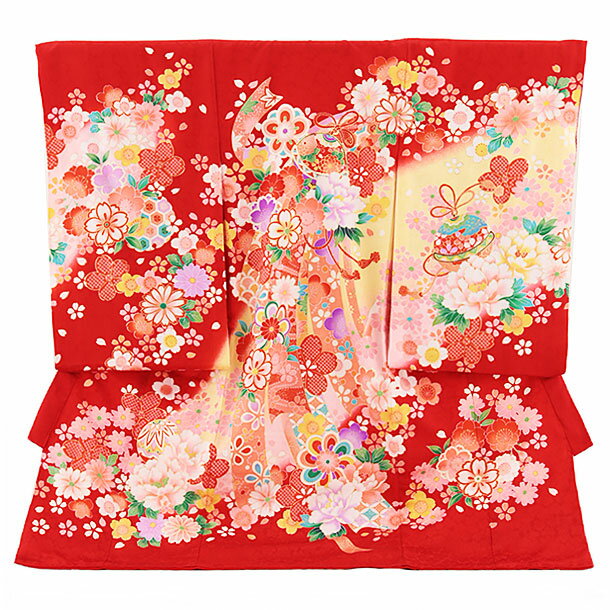 お宮参り 産着 レンタル 女の子 2274 赤地 鈴花 熨斗 正絹 着物 産着 女児産着レンタル 着物 レンタル 記念撮影 赤ちゃん 着物 祝着レンタル お宮参り 宮参り 祝着 産着 初着 産着 女の子 ベビー服 初着セット 往復送料無料 【レンタル】