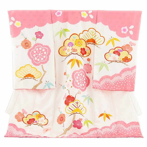 お宮参り 産着 レンタル 女の子 2354 ピンク地　松竹梅 正絹 着物 産着 女児産着レンタル 着物 レンタ..