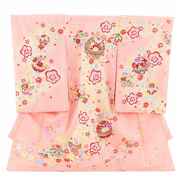 お宮参り 産着 レンタル 女の子 女児産着 お宮参りレンタル2536【正絹】ピンク地 鈴に桜ちらし 女児 祝..