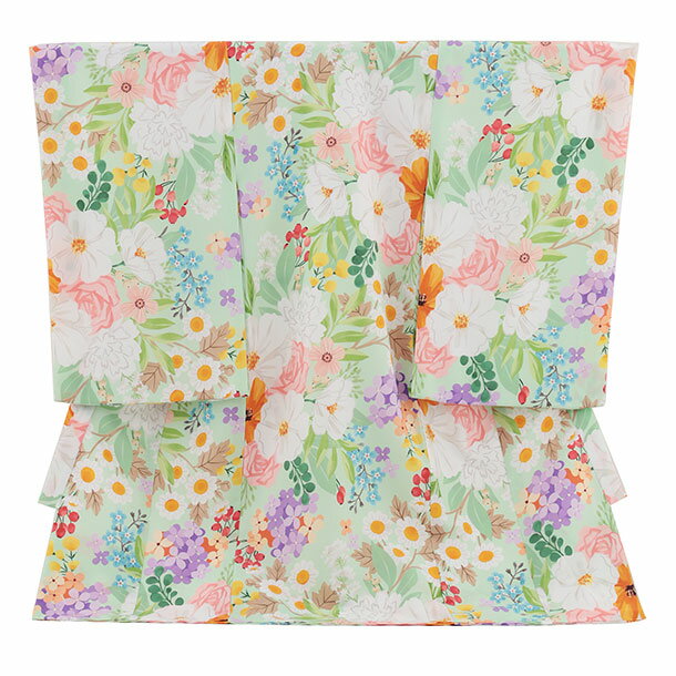 お宮参り 産着 レンタル 女の子 女児産着 お宮参りレンタル2849 薄グリーン 花色とりどり 女児 祝着 初着セット 記念撮影 赤ちゃん 往復送料無料【レンタル】