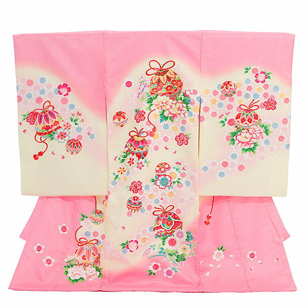 お宮参り 産着 レンタル 女の子 女児産着 お宮参りレンタル2907 ピンク 鈴 鞠 牡丹 女児 祝着 初着セッ..