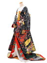 色打掛 レンタル E175 手猫友禅 黒地 鶴 結婚式 和婚 ブライダル 神前式 神社 色打掛レンタル 着物 レンタル 花嫁衣裳 レンタル 色打掛フルセットレンタル【レンタル】
