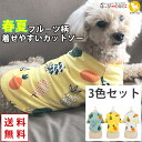 ＼300円クーポン／ 【3色セット】犬 服 犬服 犬の服 【はっぴーDOG】 カットソー Tシャツ フルーツ柄 袖あり 着せやすい アロハ ショート丈 【春 夏 春夏 春服 夏服 春物 夏物 夏用】