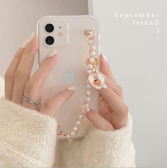 乐天商城 - スマホケース スマホカバー iPhone ケース iPhone12 pro max 韓国 流行 携帯ケース パール 持ち手 耐衝撃