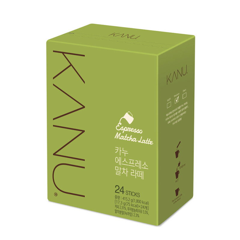 【新商品・韓国食品】 カヌ エスプレッソ 抹茶ラテ KANU (24本入り) 韓国で人気のスティックコーヒー！のサムネイル